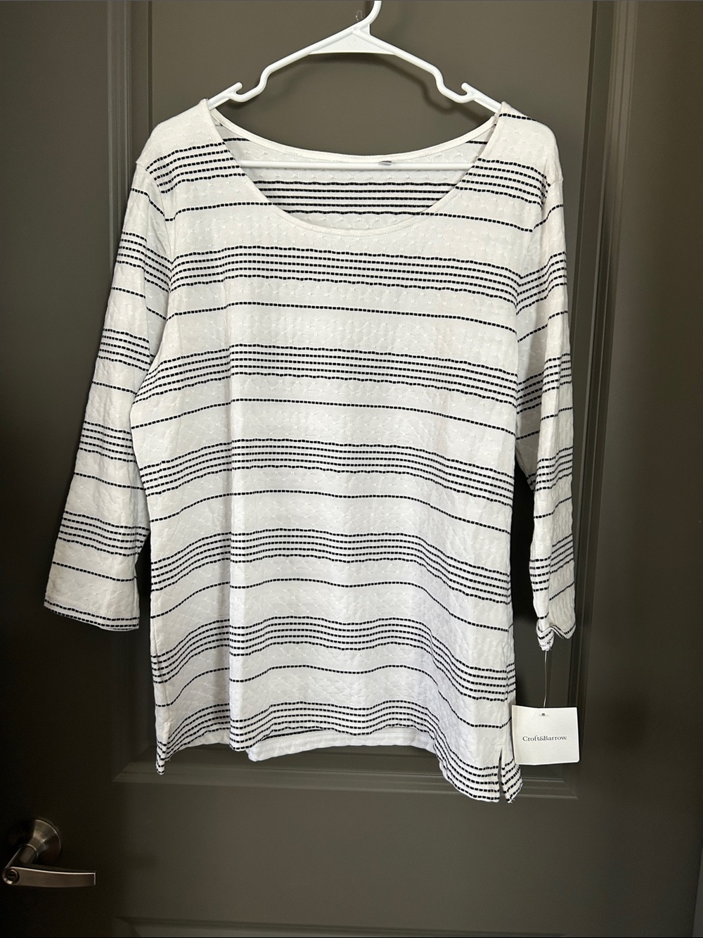 croft & barrow White and black Striped Scoop Neck Tunic